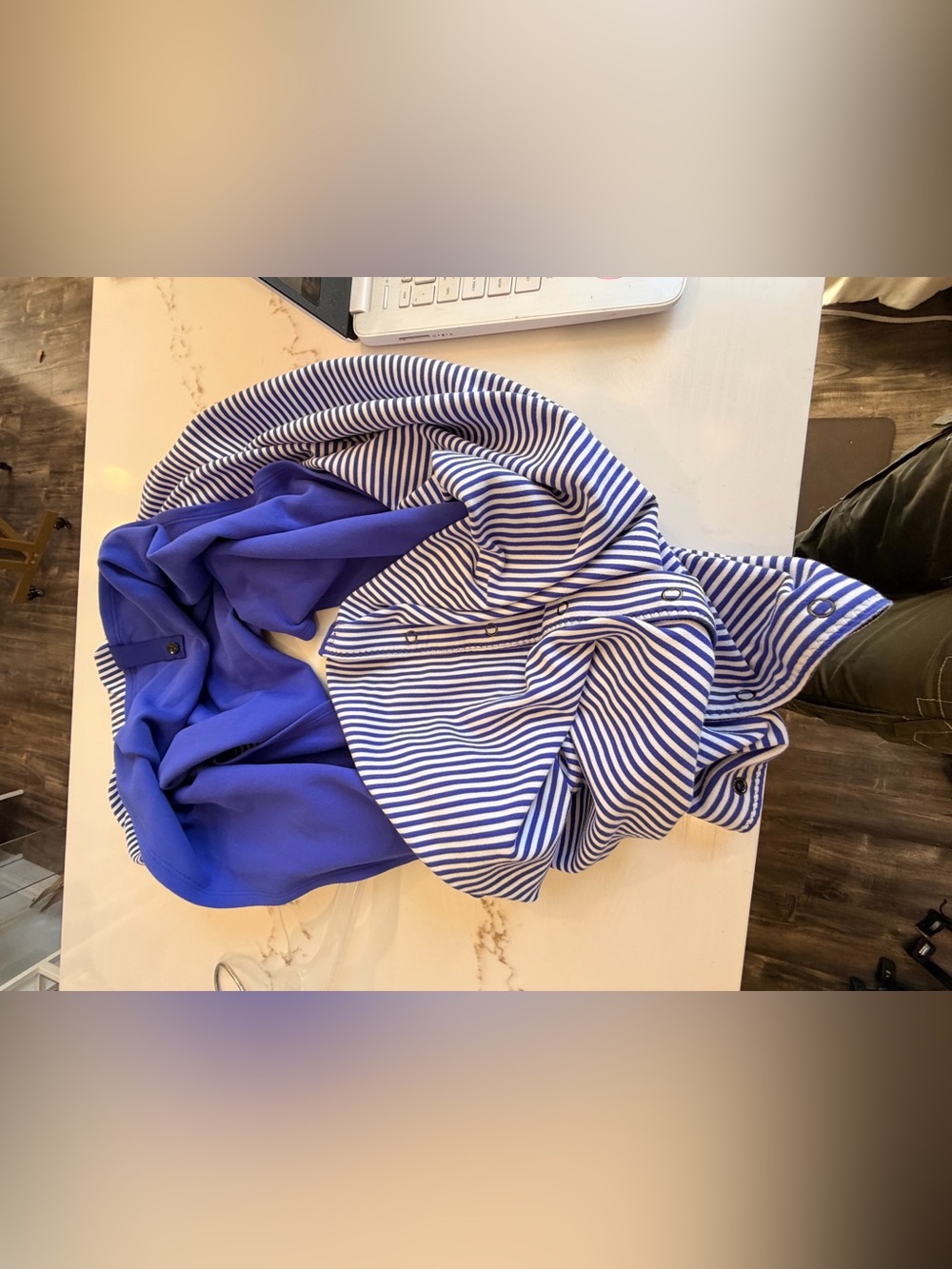 lululemon athletica Blue/purple and White Striped Wrap infinity Scarf